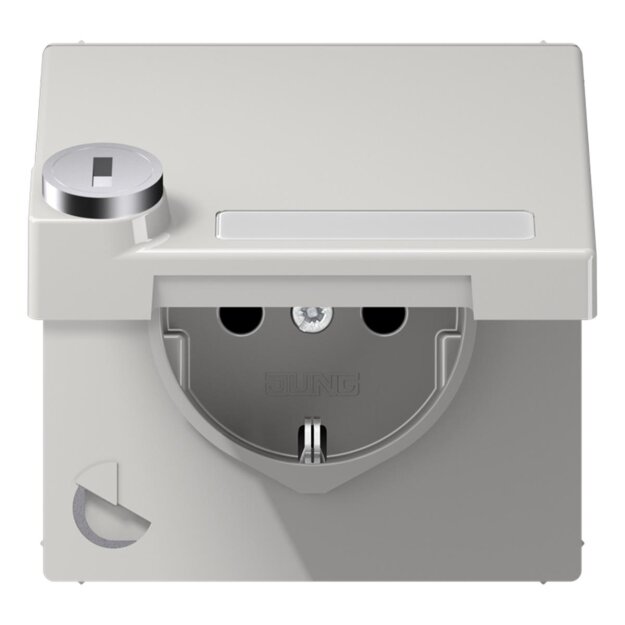 Jung LS1520NAKLSLLG SCHUKO Steckdose m.KlappdeckelSchloss Lichtgrau Serie LS