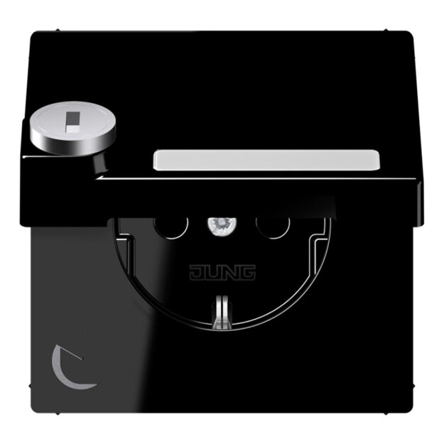 Jung LS1520NAKLSLSW SCHUKO Steckdose m.KlappdeckelSchloss Schwarz Serie LS