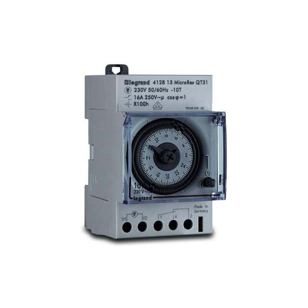 Legrand 412795 MicroRex QW31 analoge Wochenzeitschaltuhr mit Gangreserve 230V50/60Hz 1Kanal 3TE