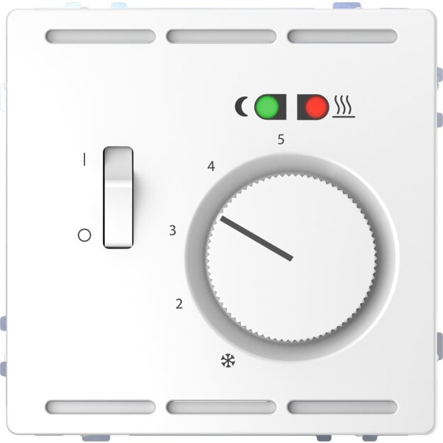 Merten MEG5764-6035 Fußbodentemperaturregler 230V mit Schalter und Zentralplatte Lotosweiß System Design