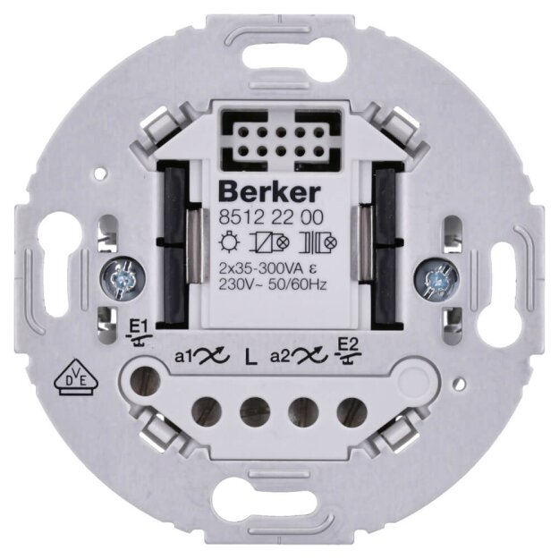 Berker 85122201 Universal-Schalteinsatz 2-fach 2-Draht Tragring rund