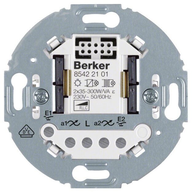 Berker 85422101 Universal Tastdimmer 2-fach 2-Draht Tragring rund