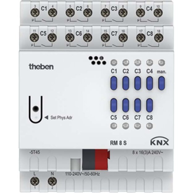 Theben 4940220 Schaltaktor 8-fach RM 8 S KNX