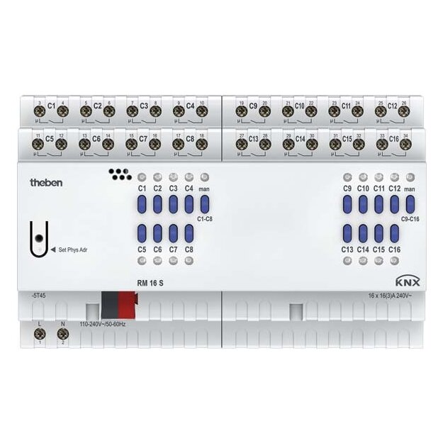 Theben 4940225 Schaltaktor 16-fach RM 16 S KNX