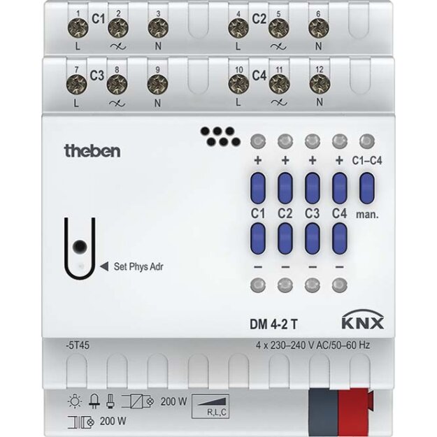 Theben 4940280 Dimmaktor 4-fach DM 4-2 T KNX