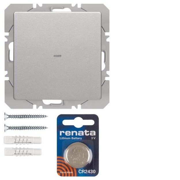 Berker 85655224 KNX-Funk Wandsender 1-fach flach Quicklink Q.1/Q.3 Alu Samt lackiert