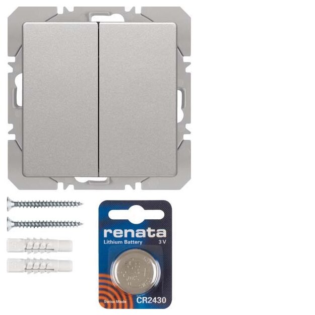 Berker 85656224 KNX-Funk Wandsender 2-fach flach Quicklink Q.1/Q.3 Alu Samt lackiert