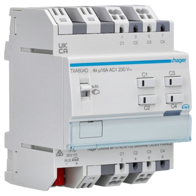 Hager TXA604D Schalt-/Jalousieaktor 4/2-fach KNX easy 16A C-Last