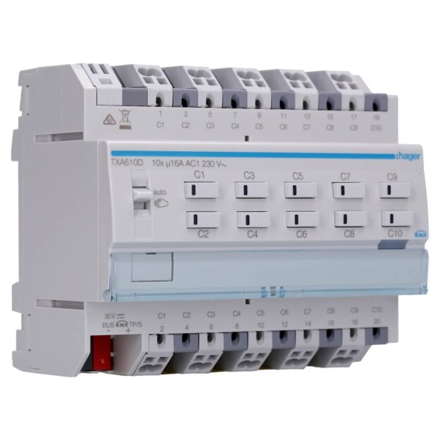 Hager TXA610D Schalt-/Jalousieaktor 10/5-fach KNX easy 16A C-Last
