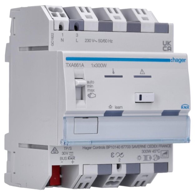 Hager TXA661A universal-Dimmaktor 1-fach KNX easy 1x300W ESL/LED