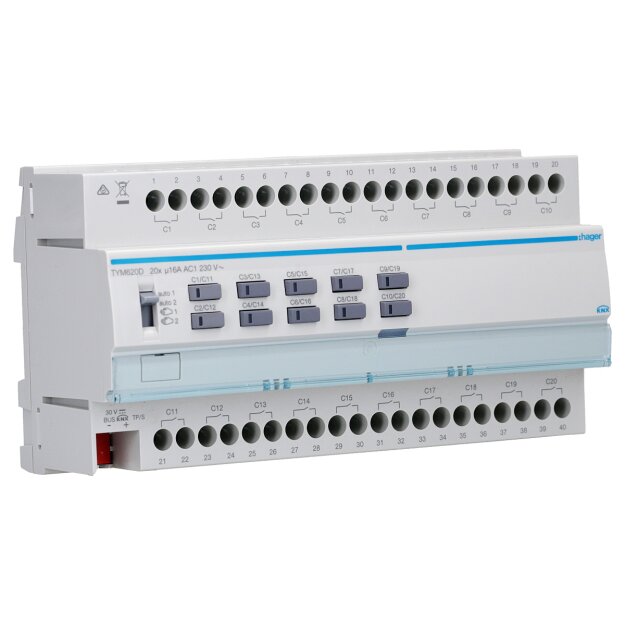 Hager TYM620D Schalt-/Jalousieaktor 20/10-fach KNX 16A C-Last