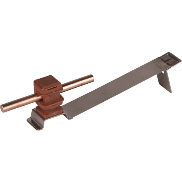 Dehn 204936 Dachleitungshalter FLEXIsnap NIRO/K-br. H 16mm Rd 8mm mit Strebe für Ziegelfalze DLH FS 8 H16 L170 BR V2A