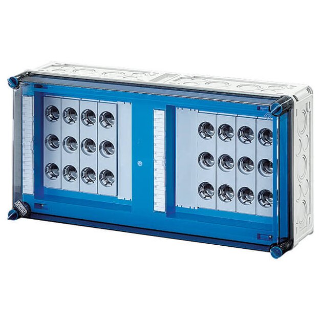 Hensel Mi3425 Mi-Sicherungsgehäuse, 8x3x25A, DII, E27 auf Sammelschiene 250 A, 5polig