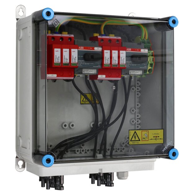 Hensel MiPV2222 PV-Generatoranschlusskasten, mit ÜSE, 2xPV-Strang auf 2xWR-Eingang mit Schalter