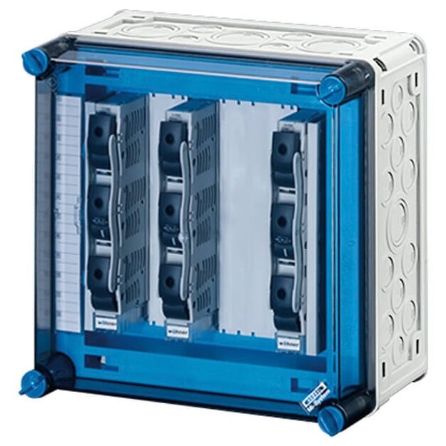 Hensel Mi3267 Sicherungsgehäuse 3x3x63A,D02 auf Sammelschiene 400 A, 5polig