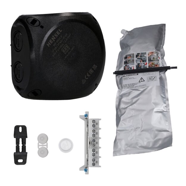Hensel WP0404B Kabelabzweigkasten 1,5-4 qmm, 3phasig, 6 qmm 1phasig, 5polig, schwarz