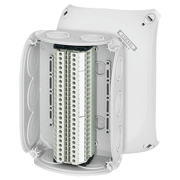 Hensel RK1024T Reihenklemmenkasten 1,5-6 qmm, 24 Klemmen WT 4, mit Außenbefestigung