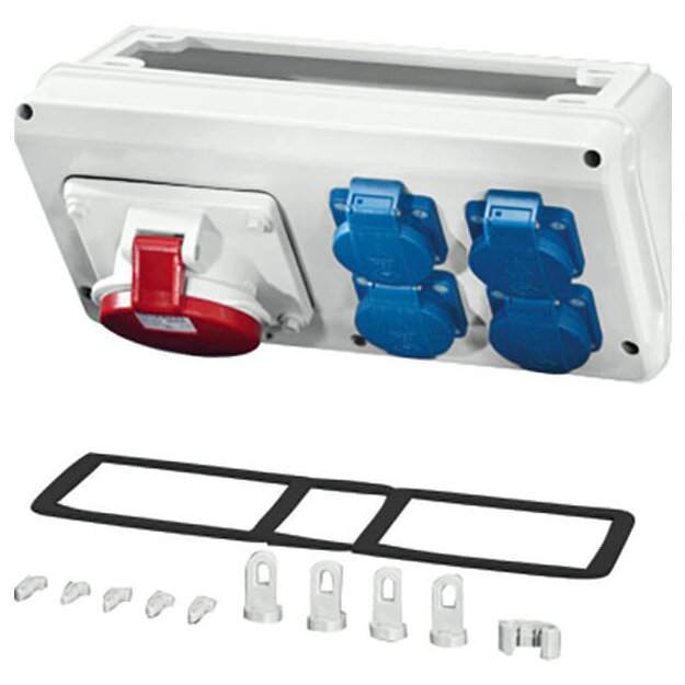 Hensel MiCB17 Mi Connection Box, 4x Schuko + CEE 32A, 5p., 400V, 6h