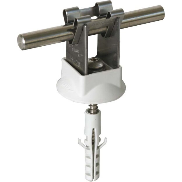 Dehn 207109 Leitungshalter DEHNgrip NIRO f. Rd 8mm H 20mm m. Dübel 8x40mm u. Holzschraube