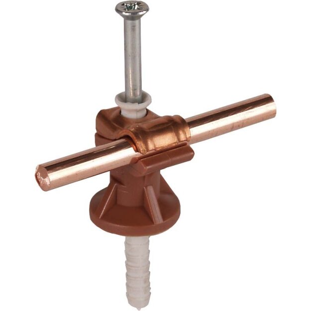 Dehn 250007 Leitungshalter DEHNfix Cu-K-braun f. Rd 6-10mm H 30mm m. Schlagdübel 8x45