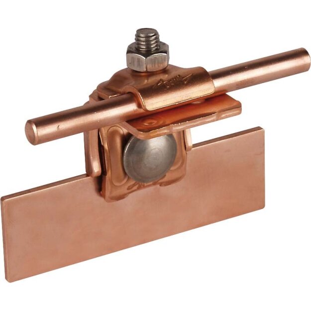 Dehn 365057 Falzklemme Cu Klemmbereich 0,7-8mm gewinkelt mit Klemmbock für Rd 6-10mm FK KB 6.10 KBF0.7 8 W CU