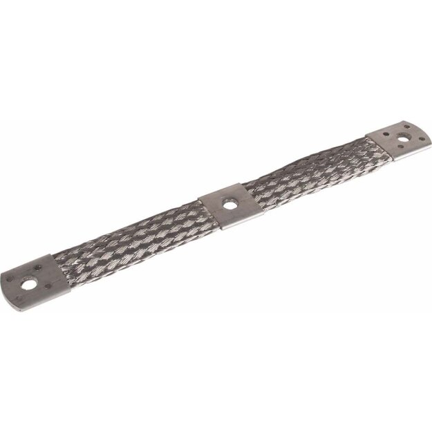 Dehn 377115 Überbrückungsband Al 50mm² L 300 mm mit Befestigungs-Bohrungen 3x10,5 8x5,2mm UEBB L300 3XB10.5 B5,2 AL