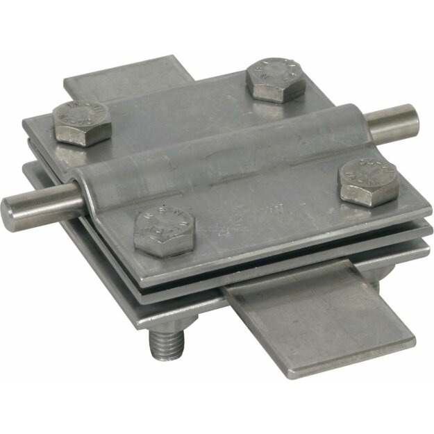 Dehn 319229 Kreuzstück NIRO (V4A) für Rd 7-10/7-10mm Rd 7-10/Fl 40mm-Fl 40/40mm mit Zwischenplatte KS 7.10 7.10 FL40 ZP V4A