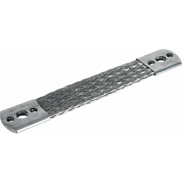 Dehn 377045 Überbrückungsband Al 50mm² L 180mm mit Befestigungs-Bohrungen 1x10,5 2x6,5mm UEBB L180 B10.5 B6.5 AL