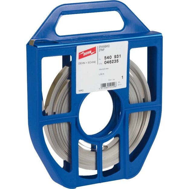 Dehn 540931 Spannband 14x0,3mm L 50m NIRO mit Abrollbox SPB 14X0.3 L50M V2A