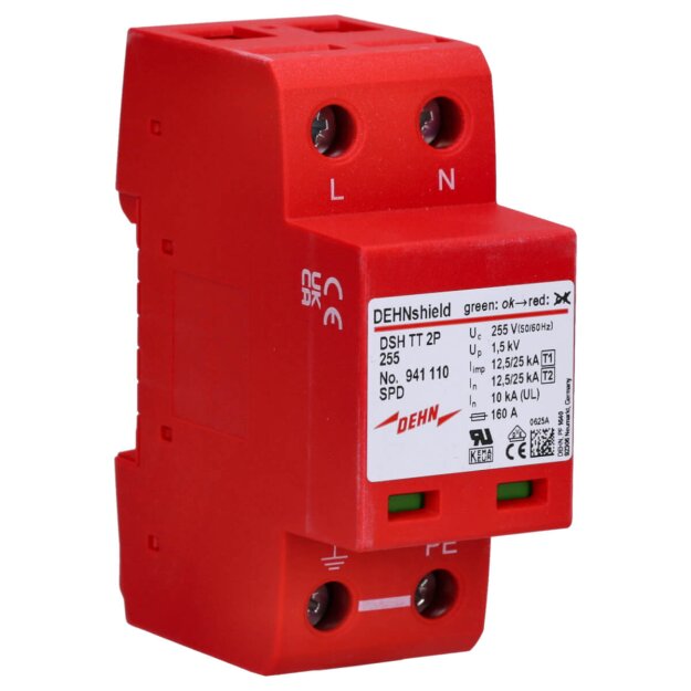 Dehn 941110 Anwendungsopt. Kombi-Ableiter DEHNshield Typ1+2 für einphasige TT-und TN-Systeme DSH TT 2P 255