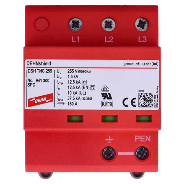 Dehn 941300 Anwendungsopt. Kombi-Ableiter DEHNshield Typ 1+2 für dreiphasige TN-C-Systeme DSH TNC 255