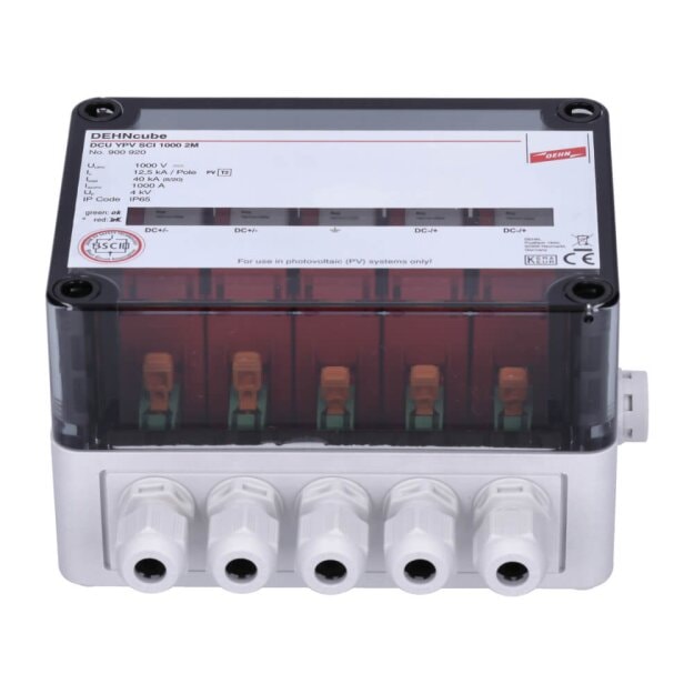 Dehn 900920 Überspannungsableiter Typ 2 DEHNcube im Gehäuse IP65 für PV-Anlagen 2MPP b. 1000V DC DCU YPV SCI 1000 2M