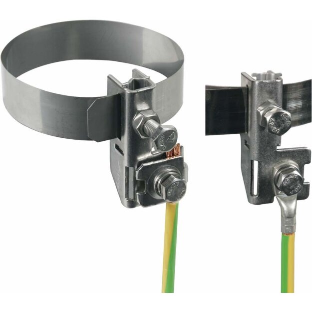 Dehn 540104 Bandrohrschelle GSG D 27-89mm NIRO mit Anschluss für Rd 6-8/10 od. 4-50mm² BRS 27.89 AK1X10 2X6.8 GSG V2A