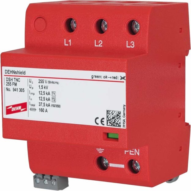 Dehn 941305 Anwendungsopt. Kombi-Ableiter DEHNshield Typ 1+2 für dreiphasige TN-C-Systeme DSH TNC 255 FM