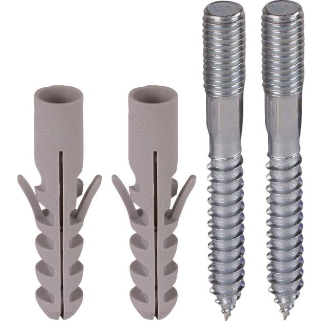 Dehn 472202 Befestigungsset mit 2 Stockschrauben M 10x20mm NIRO und 2 K-Dübel D 12mm BFS M10X20 PAS V2A