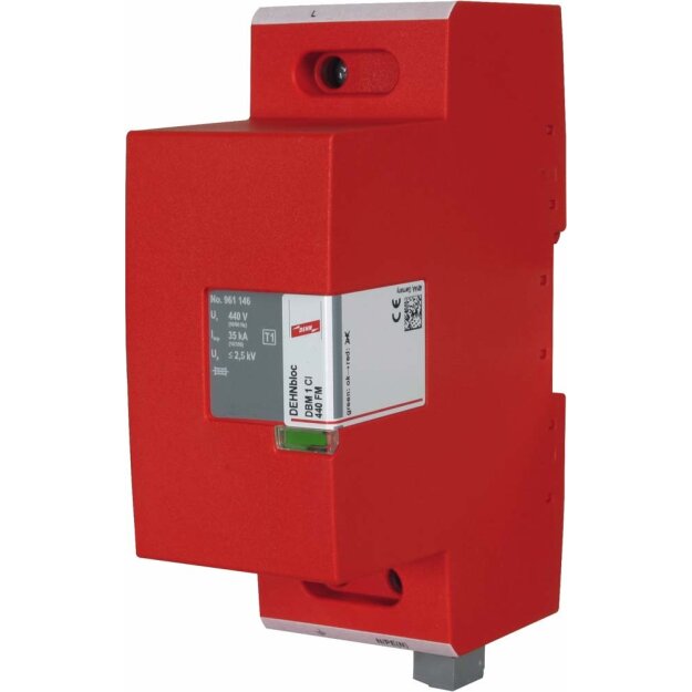 Dehn 961146 Koordinierter Blitzstromableiter Typ 1 DEHNbloc Maxi CI 440 V AC mit Vorsicherung DBM 1 CI 440 FM