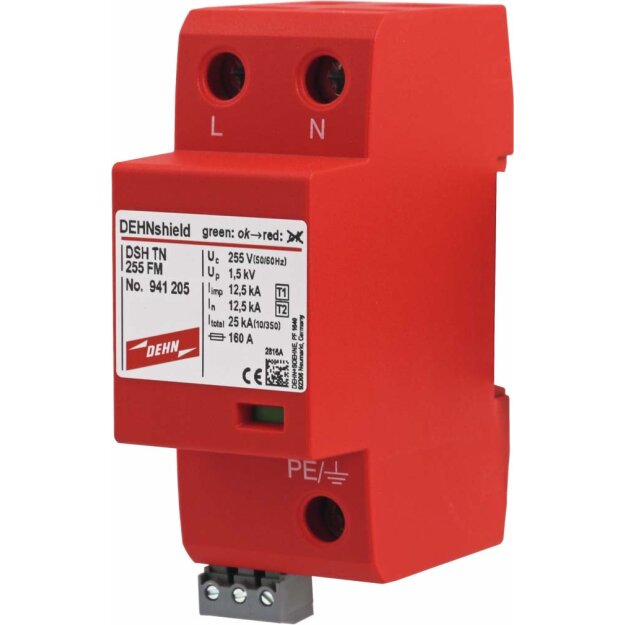 Dehn 941205 Anwendungsopt. Kombi-Ableiter DEHNshield Typ 1+2 für einphasige TN-Systeme DSH TN 255 FM