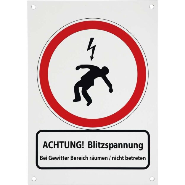 Dehn 480698 Hinweisschild 210x297x0,7mm Ausfür D/E Achtung Blitzsp. / Attention Lightn. HWS 297X210 ABS DE EN AL