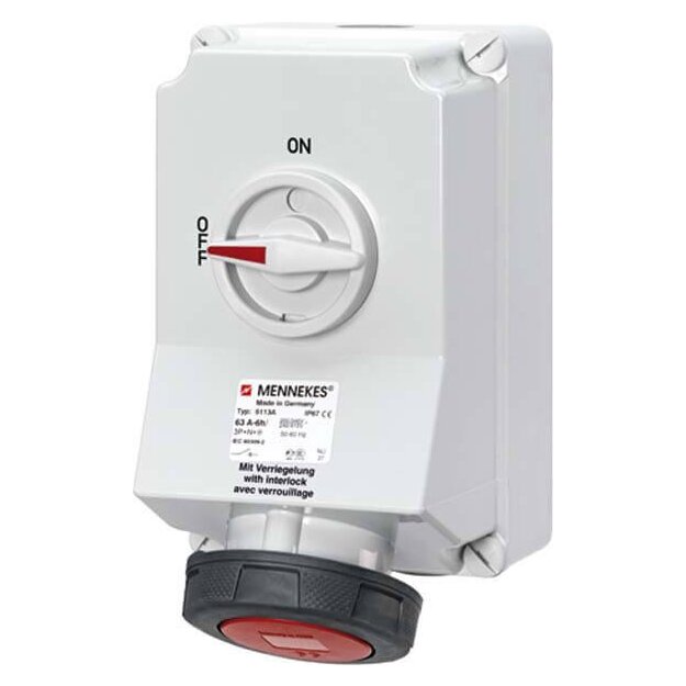 Mennekes Wanddose DUO HW/VN 63A 5p 6h 400V IP67 5113AC