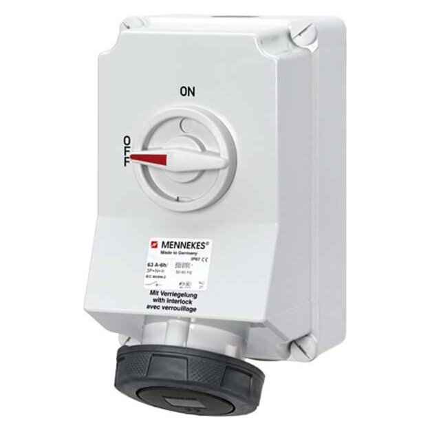 Mennekes Wanddose DUO HW/VN 63A 4p 7h 500V IP67 5111AD