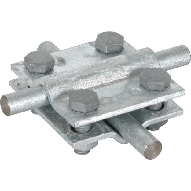 Dehn 318251 Kreuzstück St/tZn für Rd 8-10/8-10mm - Rd 8-10/Fl 30mm Fl 30/30mm oder Zwischenplatte KS 8.10 8.10 FL30 STTZN
