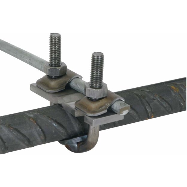 Dehn 308046 Bügelklemme St/blank f. D 16-48mm f. Rd 10mm/Fl 30-40mm m. 2 Klemmb. R10mm
