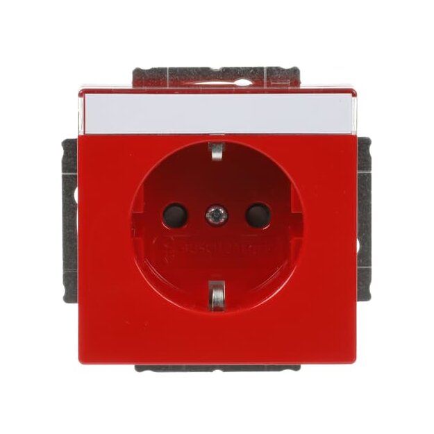 Busch-Jaeger 20 EUCNB-12-82 SCHUKO® Steckdosen-Einsatz mit Beschriftungsfeld Rot 2CKA002013A5423