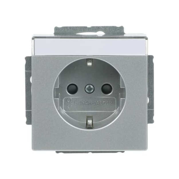 Busch-Jaeger 20 EUCNB-83 SCHUKO® Steckdosen-Einsatz mit Beschriftungsfeld Alusilber 2CKA002013A5429