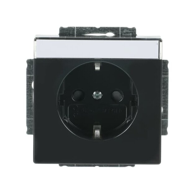 Busch-Jaeger 20 EUCNB-885 SCHUKO® Steckdosen-Einsatz mit Beschriftungsfeld Schwarz Matt 2CKA002013A5434