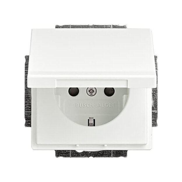 Busch-Jaeger 20 EUKB-884 SCHUKO® Steckdosen-Einsatz mit Klappdeckel Studioweiß 2CKA002018A1522