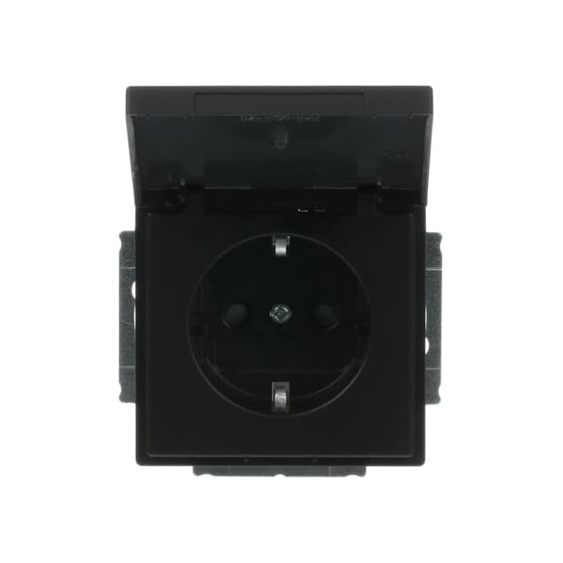 Busch-Jaeger 20 EUKB-885 SCHUKO® Steckdosen-Einsatz mit Klappdeckel Schwarz Matt 2CKA002018A1523