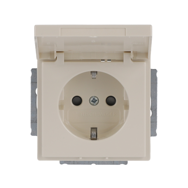 Busch-Jaeger 20 EUKBR-82 SCHUKO® Steckdosen-Einsatz mit Klappdeckel Elfenbein 2CKA002018A1527