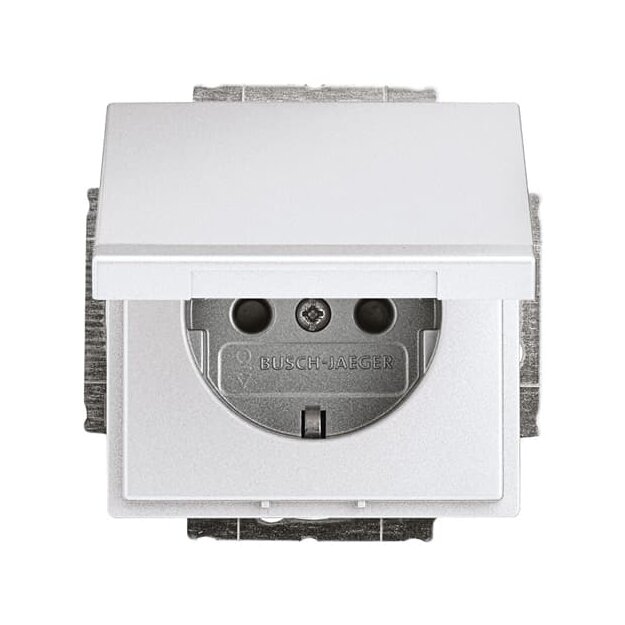 Busch-Jaeger 20 EUKBR-83 SCHUKO® Steckdosen-Einsatz mit Klappdeckel Alusilber 2CKA002018A1528