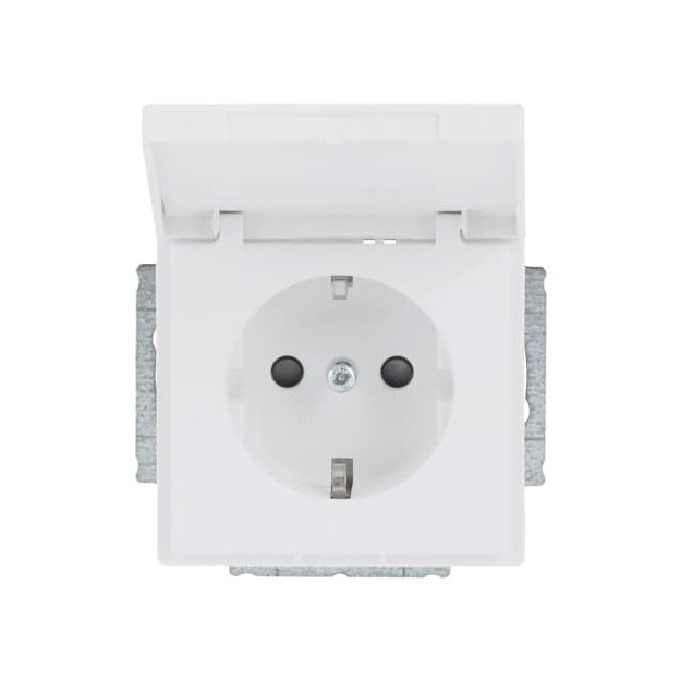Busch-Jaeger 20 EUKBR-884 SCHUKO® Steckdosen-Einsatz mit Klappdeckel Studioweiß 2CKA002018A1530
